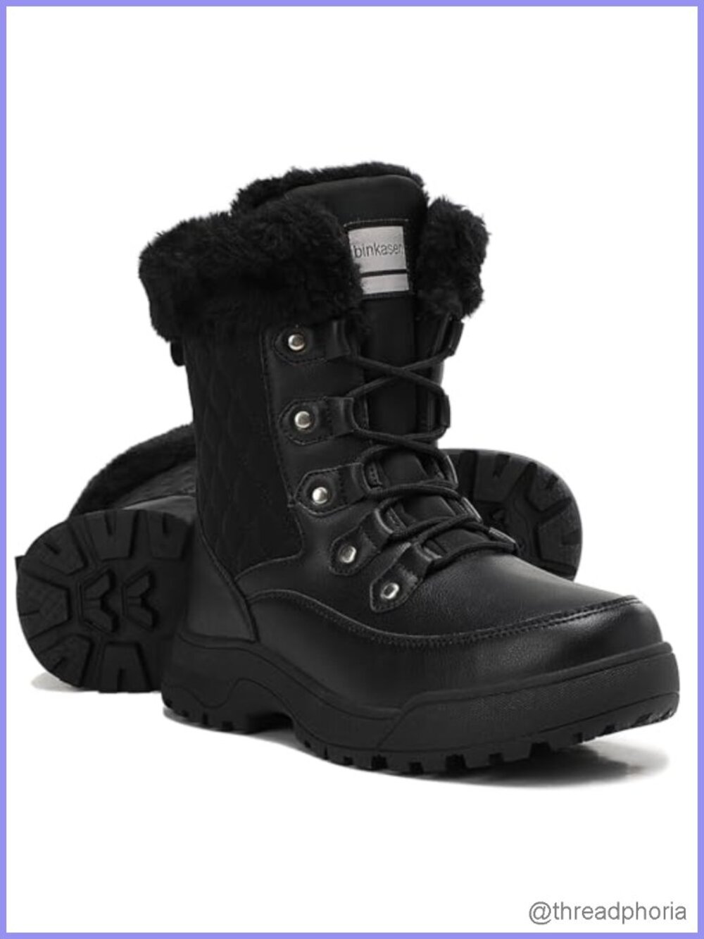 Waterproof Faux Leather Snow Boots Ankle High Faux Fur Lined Winter Outdoor